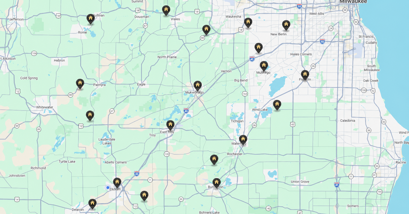 ReadyOne new construction map of Southeast Wisconsin
