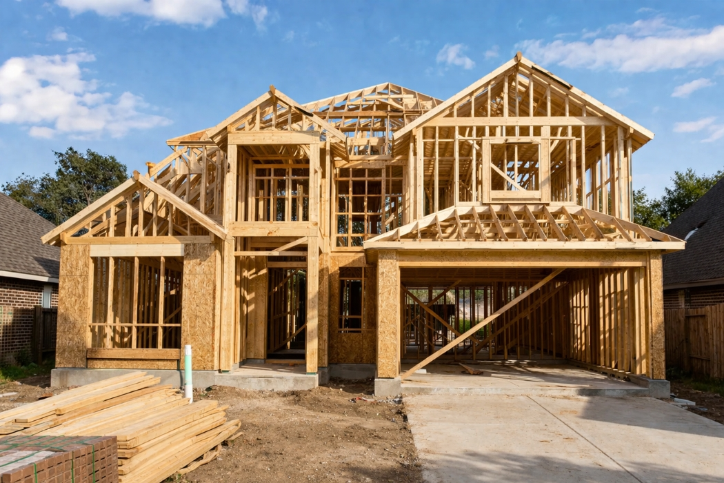 New construction home being built in Wisconsin